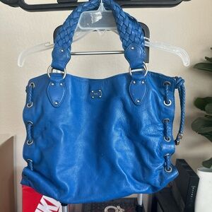 Vintage Michael Kors Blue Leather Tote Bag